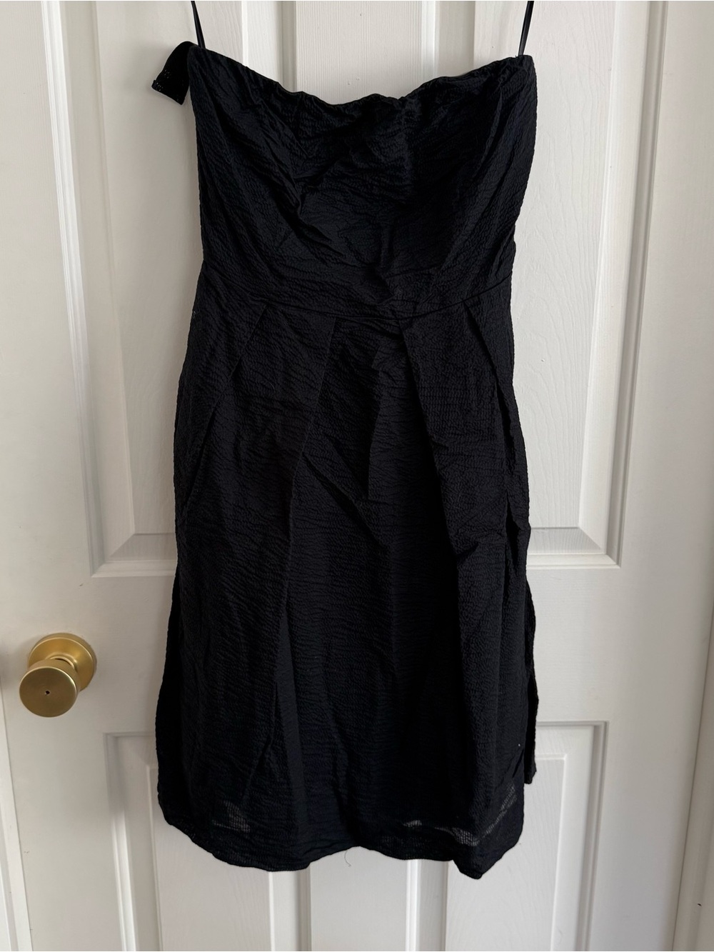 J.Crew Black Strapless Crinkle Textured Sweetheart Mini Dress - Size 0